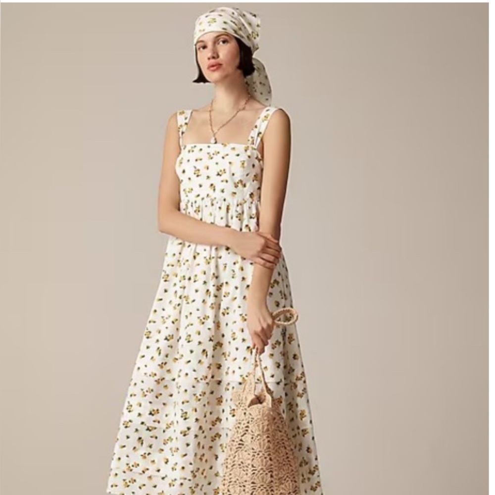 J. Crew White and Yellow Floral Dress